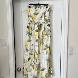 Antonio Melani Strapless Lemon Print pantsuit, 10